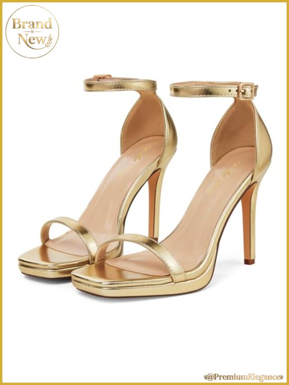 Women's 4.3 inch heeled sandals open square toe stilettos